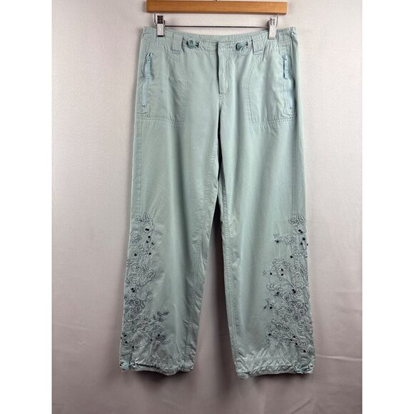 Arizona Womens Embroidered Cargo Pants Size 7 Light Blue Polyester/Cotton - Picture 1 of 6